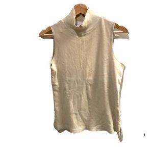 Pierre Cardin vintage cream rib mock neck top L